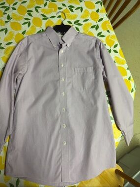 Roundtree & Yorke Lavender Micro-Check Button-Down Dress Shirt
